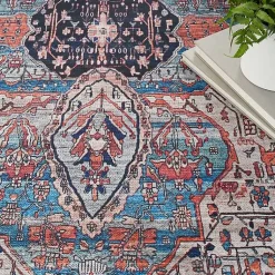 Kirklands Home Brick Vintage Medallion Washable Area Rug, 5x7 Red Outlet