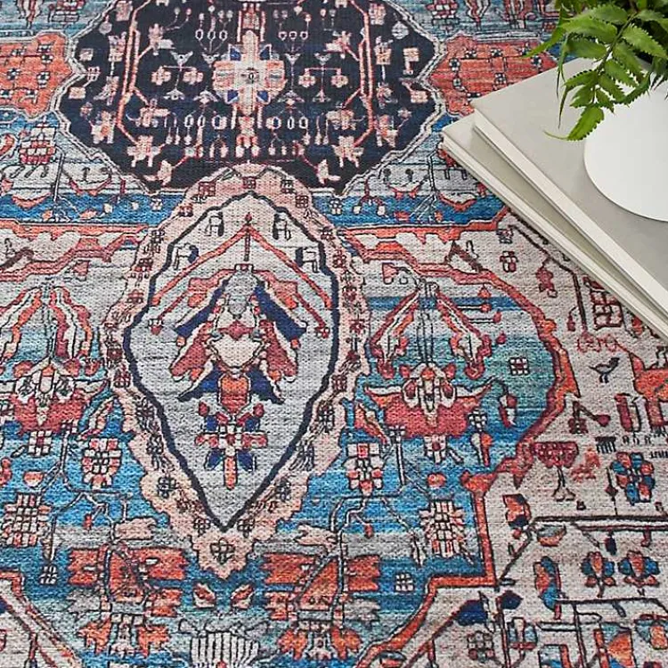 Kirklands Home Brick Vintage Medallion Washable Area Rug, 5x7 Red Outlet