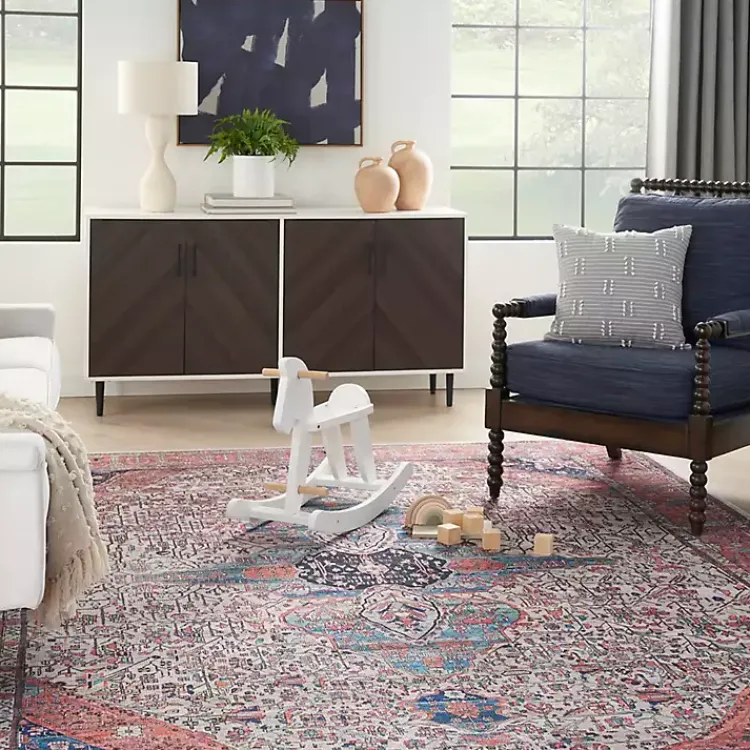 Kirklands Home Brick Vintage Medallion Washable Area Rug, 5x7 Red Outlet