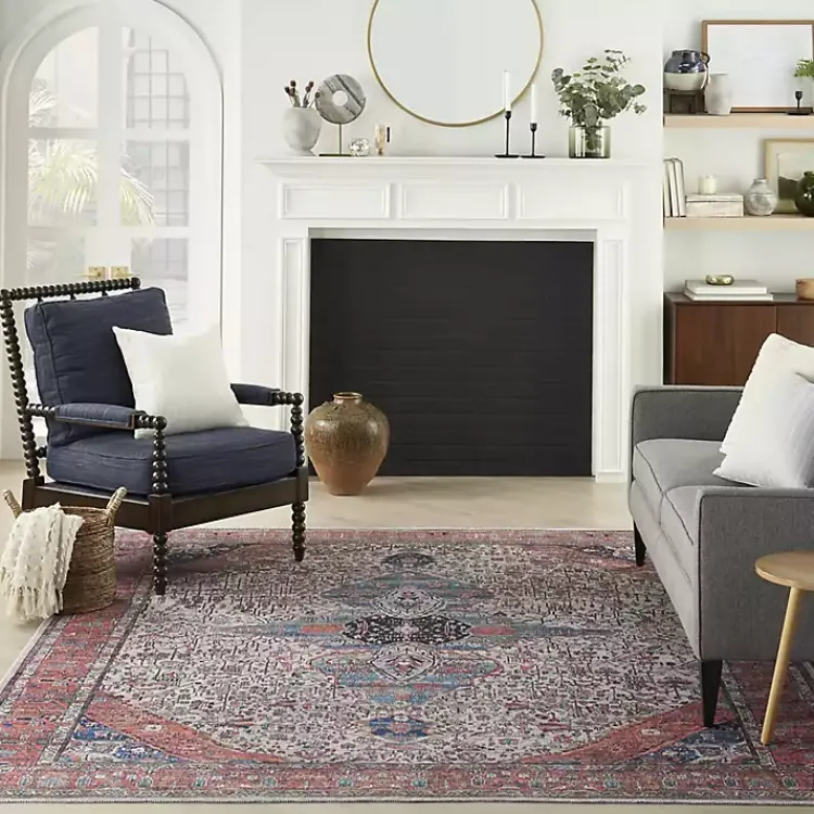 Kirklands Home Brick Vintage Medallion Washable Area Rug, 5x7 Red Outlet