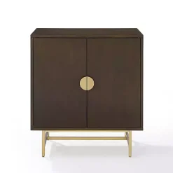 Kirklands Home Brielle Golden Circle Wine Cabinet Brown Outlet