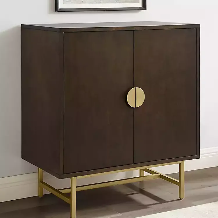 Kirklands Home Brielle Golden Circle Wine Cabinet Brown Outlet