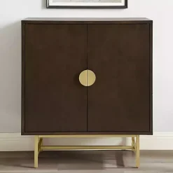 Kirklands Home Brielle Golden Circle Wine Cabinet Brown Outlet