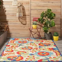 Kirklands Home Bright Abstract Floral Outdoor Area Rug, 5x7 Hot