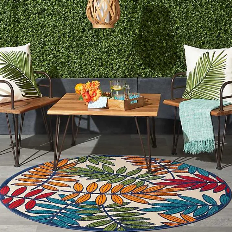 Kirklands Home Bright Branches Round Outdoor Area Rug, 5x5 Online