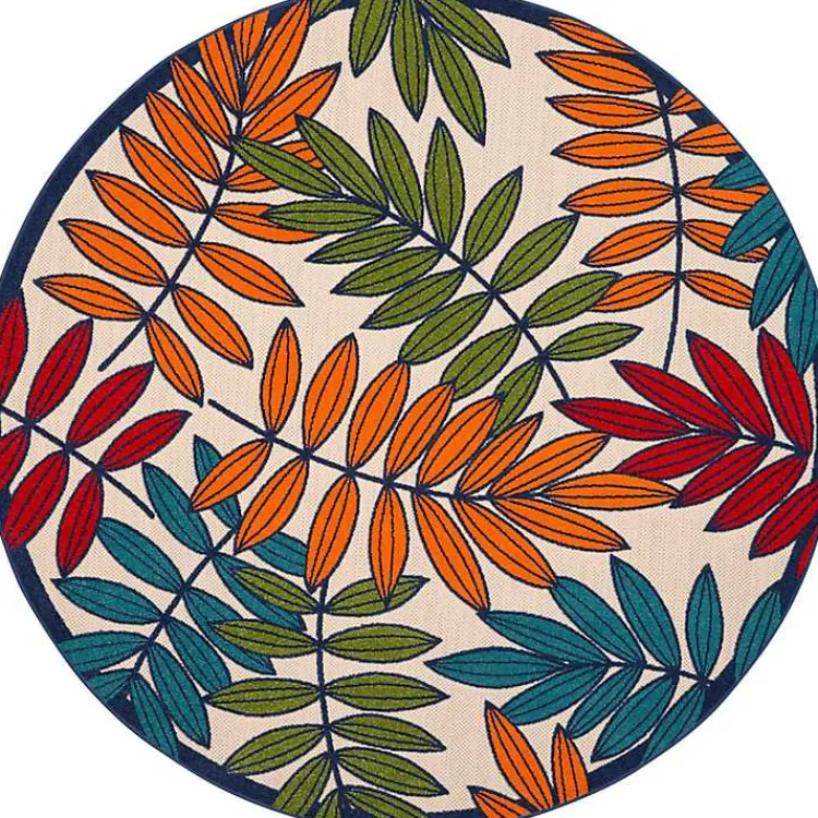 Kirklands Home Bright Branches Round Outdoor Area Rug, 7x7 Outlet