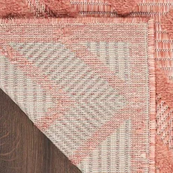 Kirklands Home Bright Coral Diamond Outdoor Area Rug, 6x9 Orange New