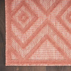 Kirklands Home Bright Coral Diamond Outdoor Area Rug, 6x9 Orange New