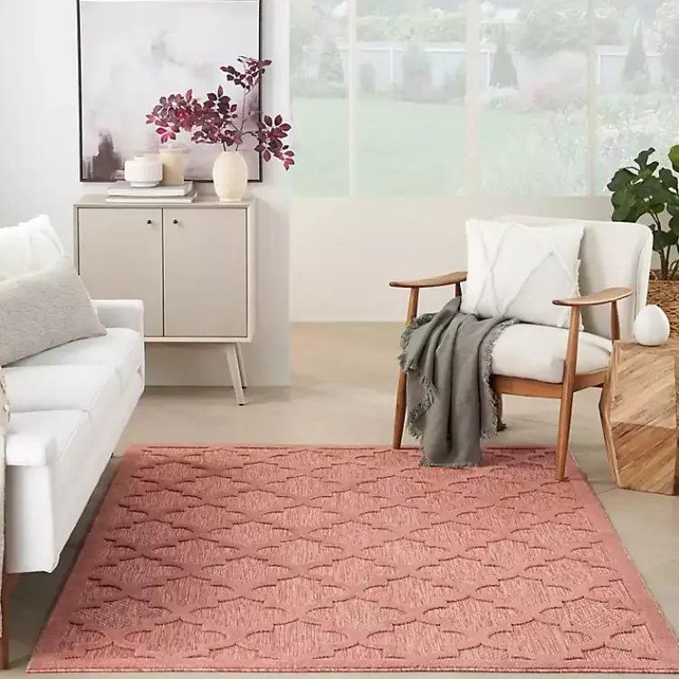 Kirklands Home Bright Coral Trellis Outdoor Area Rug, 4x6 Discount