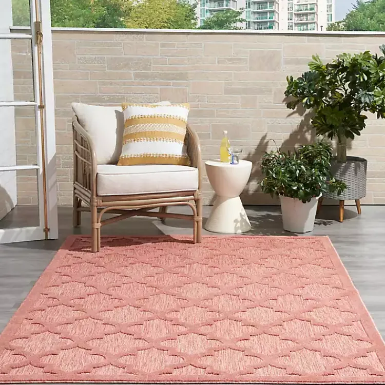 Kirklands Home Bright Coral Trellis Outdoor Area Rug, 4x6 Discount