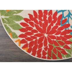 Kirklands Home Bright Leaves Round Outdoor Area Rug, 5x5 Discount