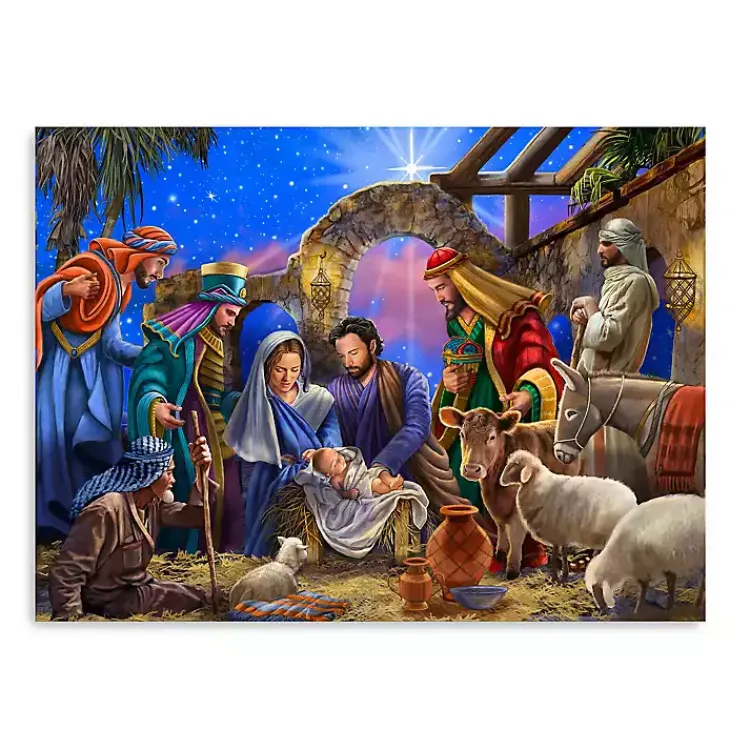 Christmas Art & Wall Decor>Kirklands Home Bright Nativity Scene Canvas Art Print, 24x32