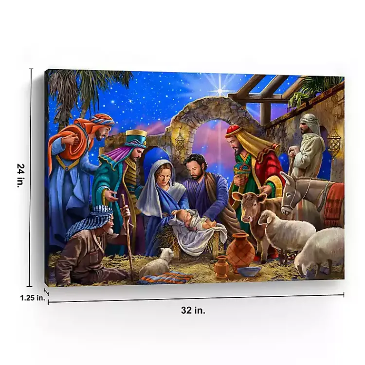 Christmas Art & Wall Decor>Kirklands Home Bright Nativity Scene Canvas Art Print, 24x32
