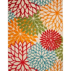 Kirklands Home Bright Red Floral Burst Outdoor Area Rug, 6x9 New