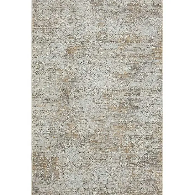 Kirklands Home Brisbane Beige Faded Damask Area Rug, 4x6 New