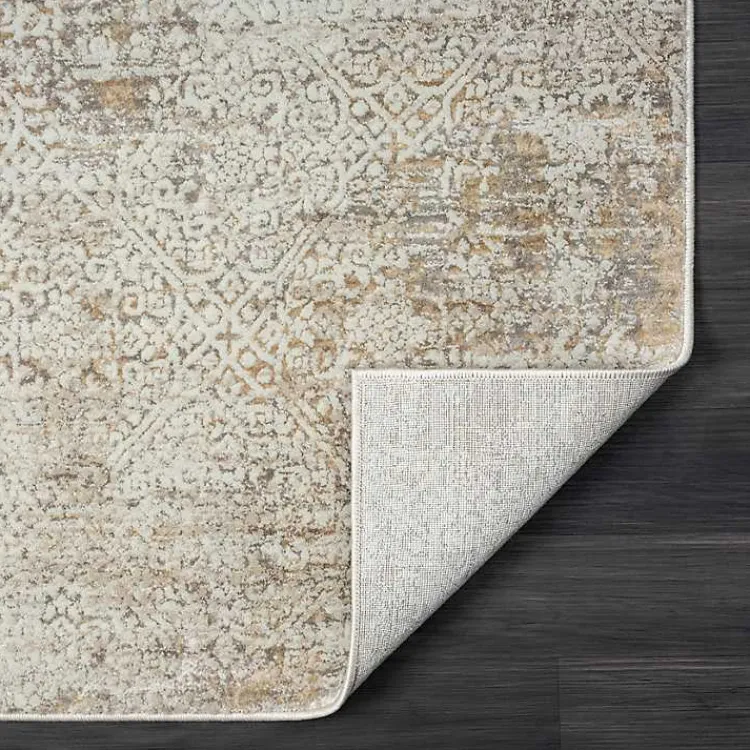 Kirklands Home Brisbane Beige Faded Damask Area Rug, 4x6 New