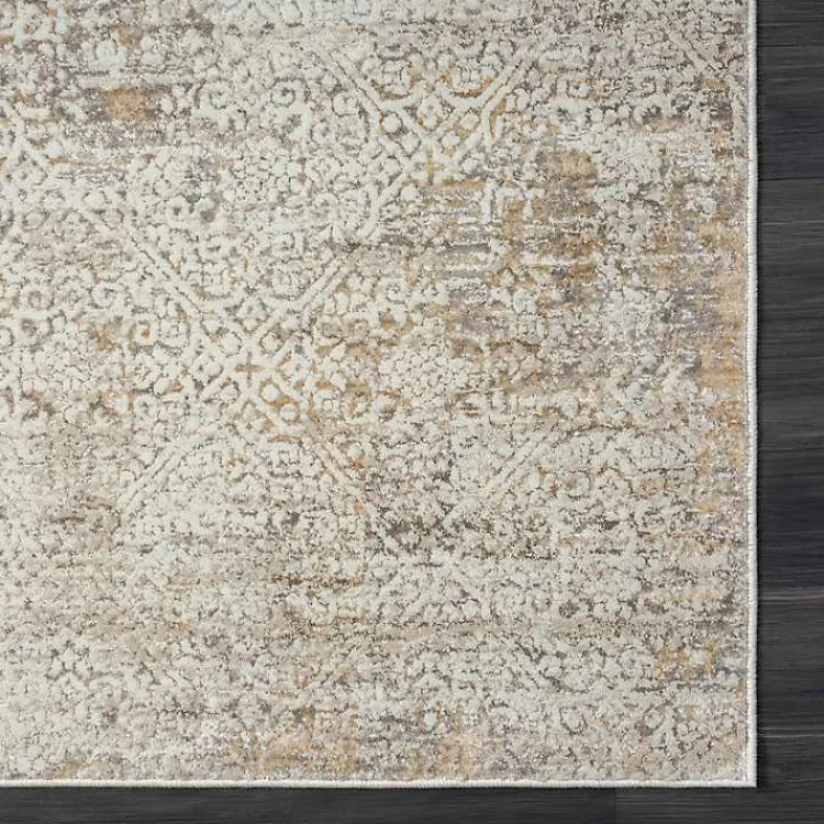 Kirklands Home Brisbane Beige Faded Damask Area Rug, 4x6 New