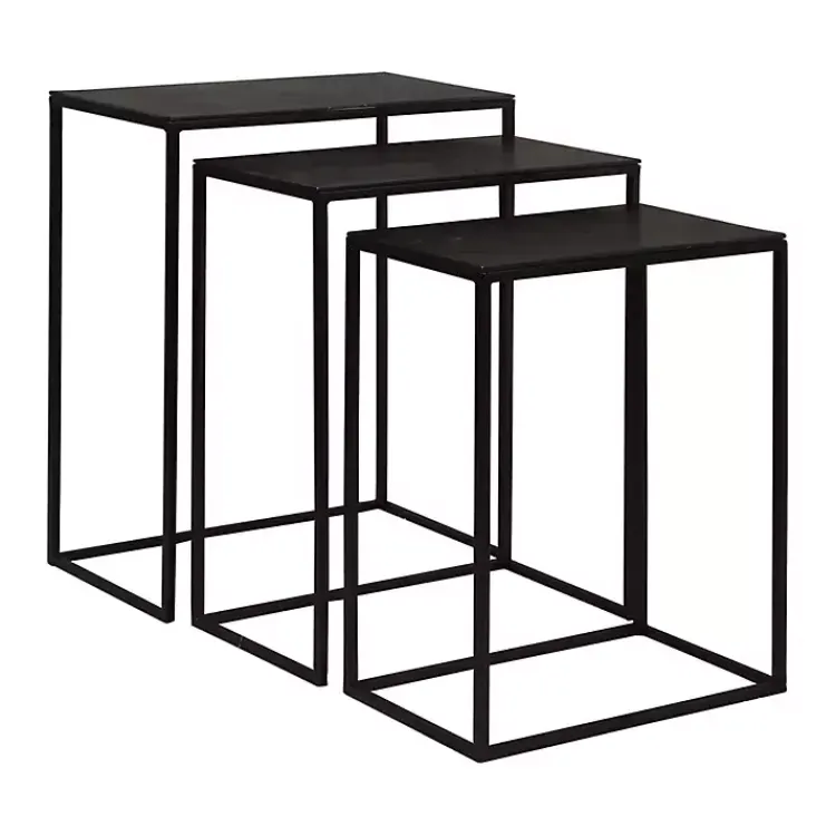 Kirklands Home Bronze & Metal Nesting Side Tables, Set of 3 Black New