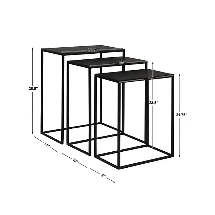 Kirklands Home Bronze & Metal Nesting Side Tables, Set of 3 Black New