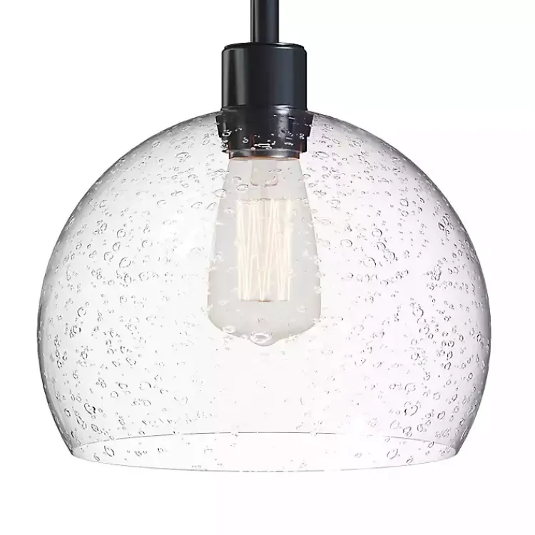 Kirklands Home Bronze and Seeded Glass Shade Floor Lamp Clear