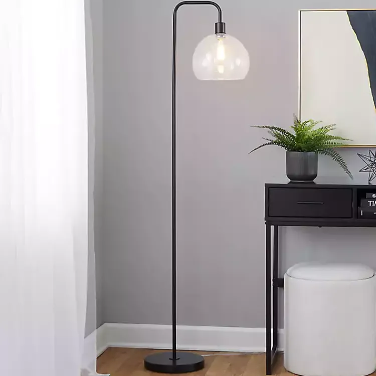 Kirklands Home Bronze and Seeded Glass Shade Floor Lamp Clear