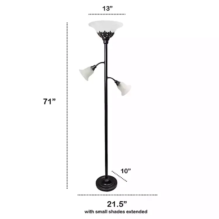 Kirklands Home Bronze and White 3-Scallop Glass Floor Lamp Brown Hot