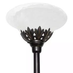 Kirklands Home Bronze and White 3-Scallop Glass Floor Lamp Brown Hot
