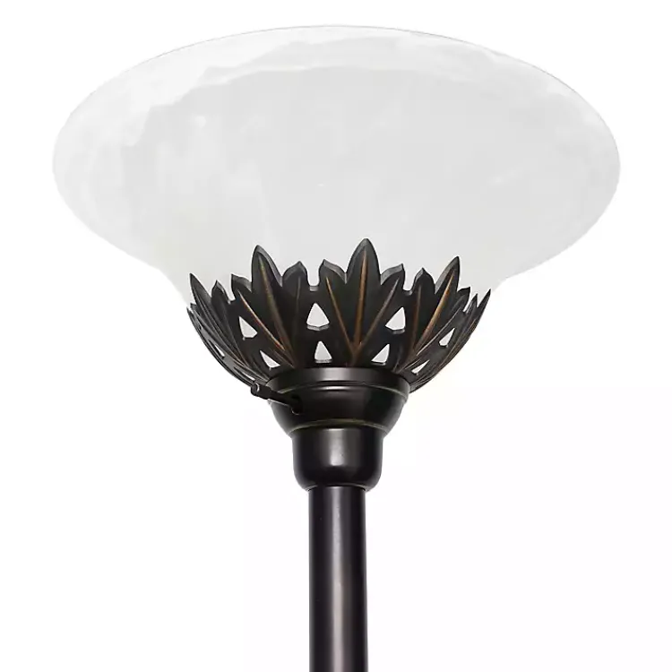 Kirklands Home Bronze and White 3-Scallop Glass Floor Lamp Brown Hot