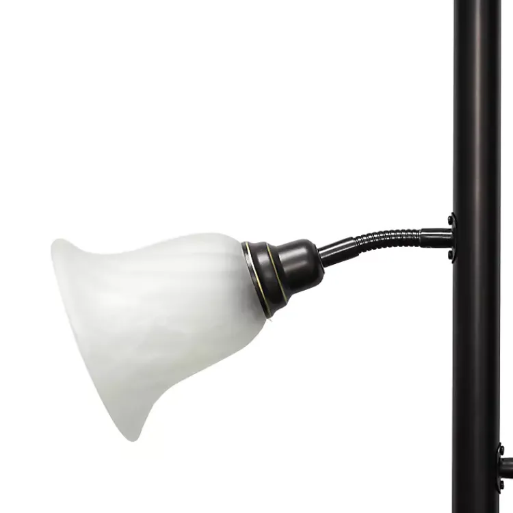 Kirklands Home Bronze and White 3-Scallop Glass Floor Lamp Brown Hot