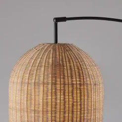 Kirklands Home Bronze and Woven Rat Arc Floor Lamp Tan Online