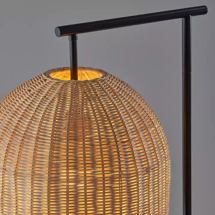 Kirklands Home Bronze and Woven Rat Stem Floor Lamp Tan Outlet