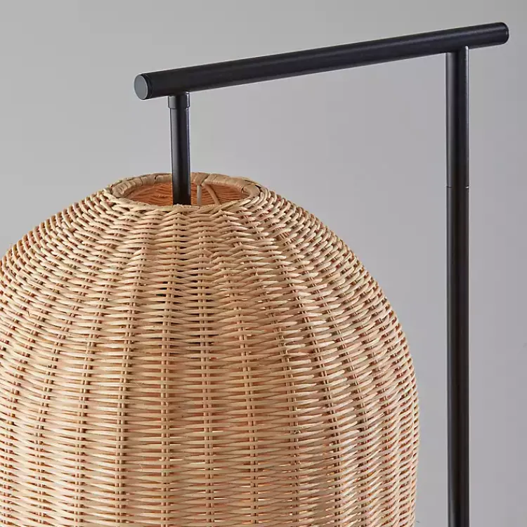 Kirklands Home Bronze and Woven Rat Stem Floor Lamp Tan Outlet
