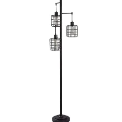 Kirklands Home Bronze Caged Metal 3-Tier Floor Lamp Brown Clearance