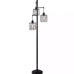 Kirklands Home Bronze Caged Metal 3-Tier Floor Lamp Brown Clearance