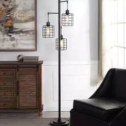Kirklands Home Bronze Caged Metal 3-Tier Floor Lamp Brown Clearance