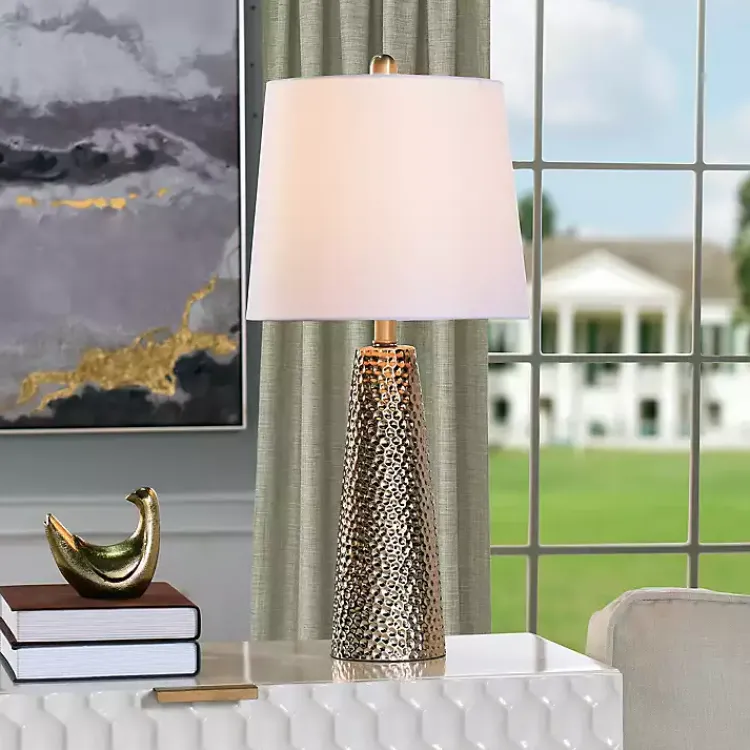 Kirklands Home Bronze Hammered Table Lamp White Sale