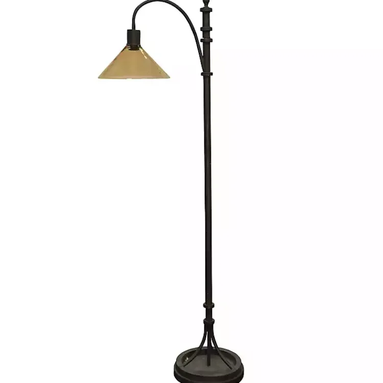 Kirklands Home Bronze Industrial Floor Lamp with Glass Shade Brown New