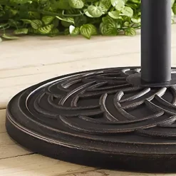 Kirklands Home Bronze Medallion Round Umbrella Base Brown Hot