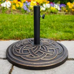 Kirklands Home Bronze Medallion Round Umbrella Base Brown Hot