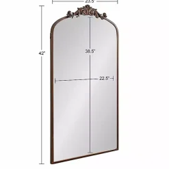 Kirklands Home Bronze Metal Arch Ornate Crown Wall Mirror Brown Outlet