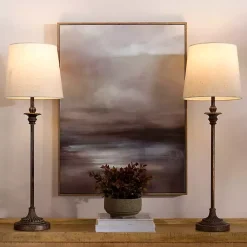 Kirklands Home Bronze Metal Candlestick Buffet Lamps, Set of 2 White Best