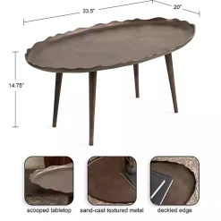 Kirklands Home Bronze Metal Deckled Edge Oval Coffee Table Brown Sale