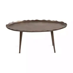 Kirklands Home Bronze Metal Deckled Edge Oval Coffee Table Brown Sale