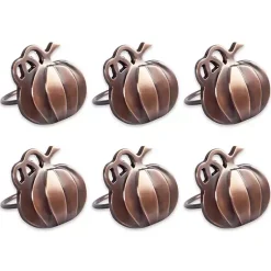 Fall>Kirklands Home Bronze Metal Pumpkin Napkin Rings, Set of 6 Brown