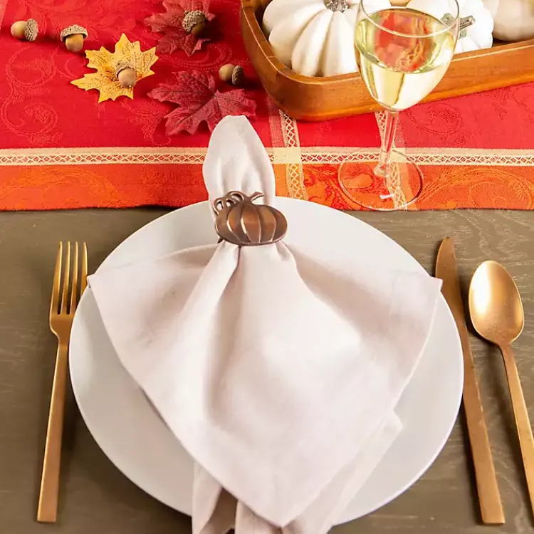 Fall>Kirklands Home Bronze Metal Pumpkin Napkin Rings, Set of 6 Brown