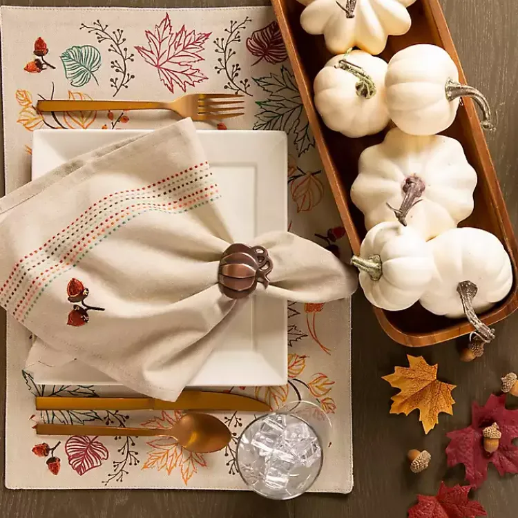 Fall>Kirklands Home Bronze Metal Pumpkin Napkin Rings, Set of 6 Brown