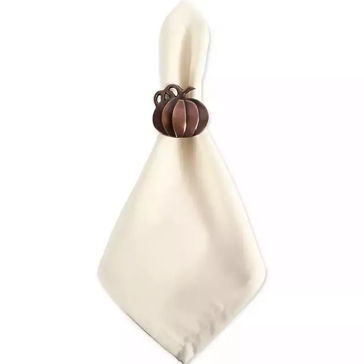 Fall>Kirklands Home Bronze Metal Pumpkin Napkin Rings, Set of 6 Brown