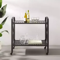 Kirklands Home Bronze Metal 2-Tier Outdoor Bar Cart Brown Best