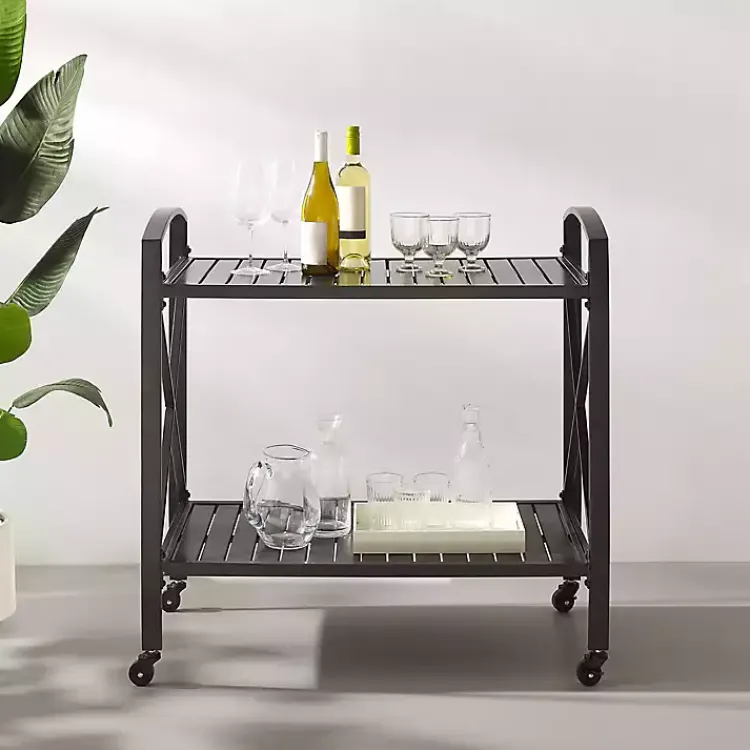 Kirklands Home Bronze Metal 2-Tier Outdoor Bar Cart Brown Best