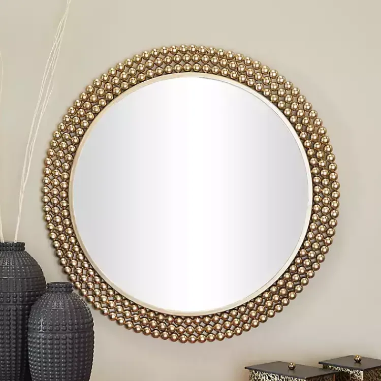 Kirklands Home Metal Tiered Bead Frame Wall Mirror Bronze